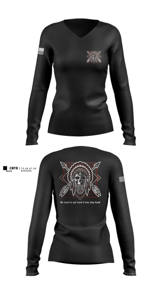Womens Long Sleeve Vneck Shirt, Comanche Squad, Army, Teamtime, Team time, sublimation, custom sports apparel, team uniforms, spirit wear, spiritwear, sports uniforms, custom shirts, team store, custom team store, fundraiser sports, apparel fundraiser