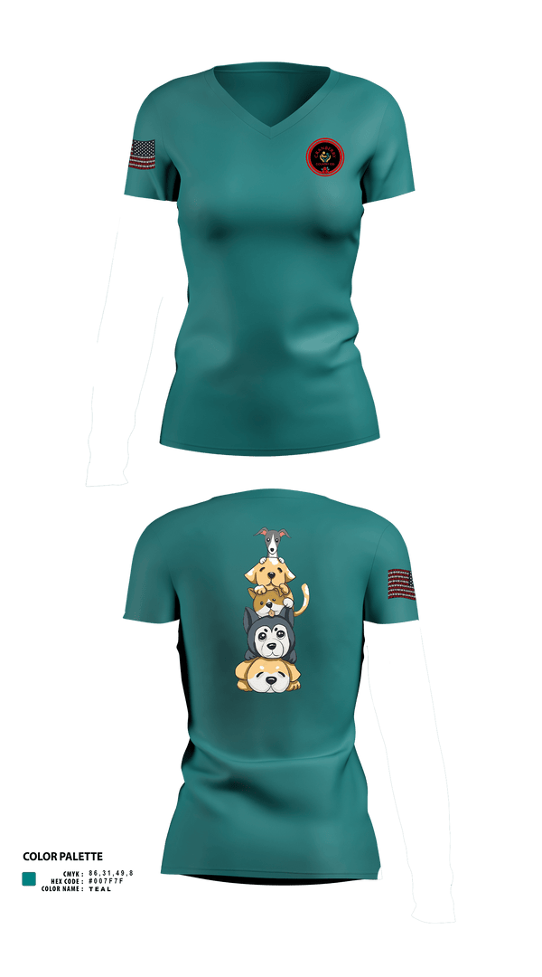 Womens Short Sleeve Vneck Shirt, Cranberry Country K9s, , Teamtime, Team time, sublimation, custom sports apparel, team uniforms, spirit wear, spiritwear, sports uniforms, custom shirts, team store, custom team store, fundraiser sports, apparel fundraiser