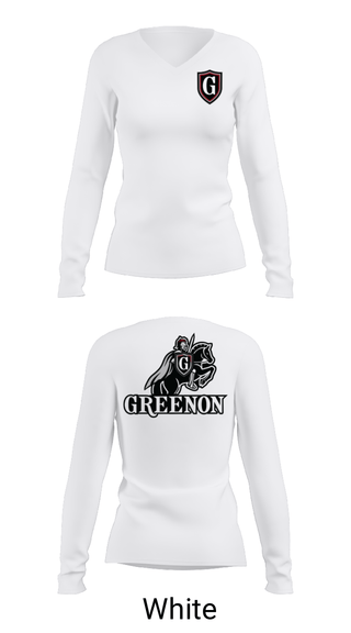 Womens Long Sleeve Vneck Shirt, Greenon Knights, Women's Volleyball, Teamtime, Team time, sublimation, custom sports apparel, team uniforms, spirit wear, spiritwear, sports uniforms, custom shirts, team store, custom team store, fundraiser sports, apparel fundraiser