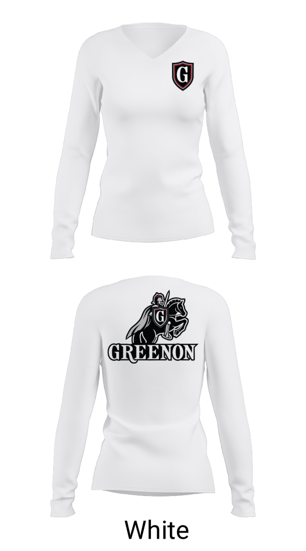 Womens Long Sleeve Vneck Shirt, Greenon Knights, Women's Volleyball, Teamtime, Team time, sublimation, custom sports apparel, team uniforms, spirit wear, spiritwear, sports uniforms, custom shirts, team store, custom team store, fundraiser sports, apparel fundraiser
