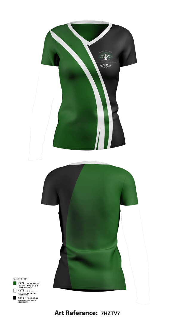 Womens Short Sleeve Vneck Shirt, Green Grace Lawn Care and Landscaping, , Teamtime, Team time, sublimation, custom sports apparel, team uniforms, spirit wear, spiritwear, sports uniforms, custom shirts, team store, custom team store, fundraiser sports, apparel fundraiser