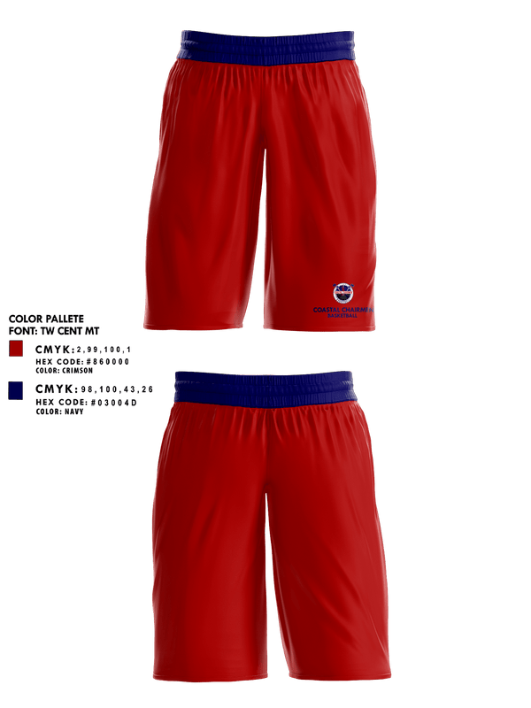 Mens Reversible Basketball Shorts, Coastal Chairmen, Men's Basketball, Teamtime, Team time, sublimation, custom sports apparel, team uniforms, spirit wear, spiritwear, sports uniforms, custom shirts, team store, custom team store, fundraiser sports, apparel fundraiser