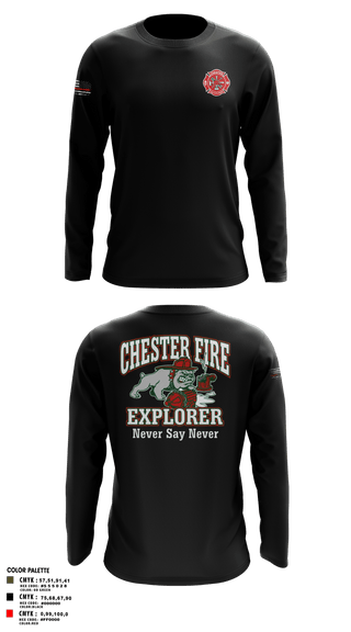 Long Sleeve Performance Polo, Chester fire explorers, Fire Department, Teamtime, Team time, sublimation, custom sports apparel, team uniforms, spirit wear, spiritwear, sports uniforms, custom shirts, team store, custom team store, fundraiser sports, apparel fundraiser