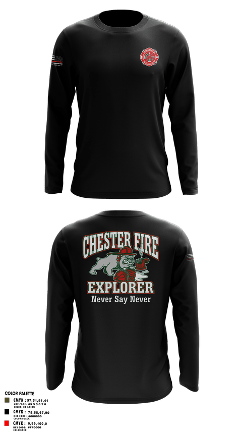 Long Sleeve Performance Polo, Chester fire explorers, Fire Department, Teamtime, Team time, sublimation, custom sports apparel, team uniforms, spirit wear, spiritwear, sports uniforms, custom shirts, team store, custom team store, fundraiser sports, apparel fundraiser