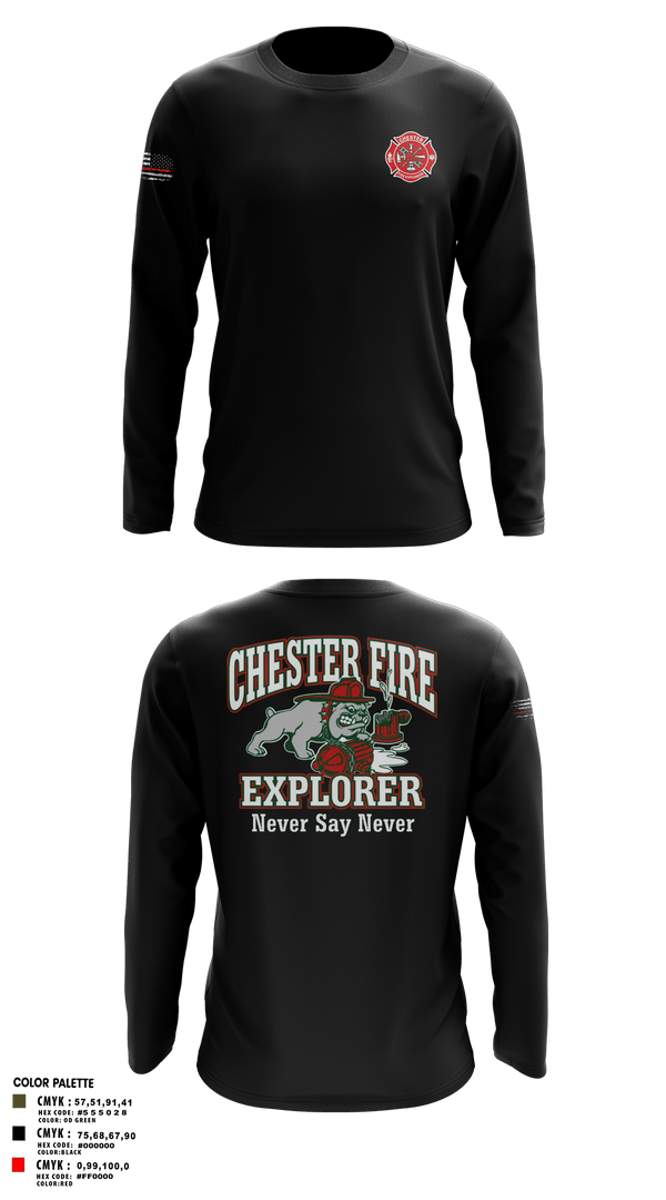 Long Sleeve Performance Polo, Chester fire explorers, Fire Department, Teamtime, Team time, sublimation, custom sports apparel, team uniforms, spirit wear, spiritwear, sports uniforms, custom shirts, team store, custom team store, fundraiser sports, apparel fundraiser
