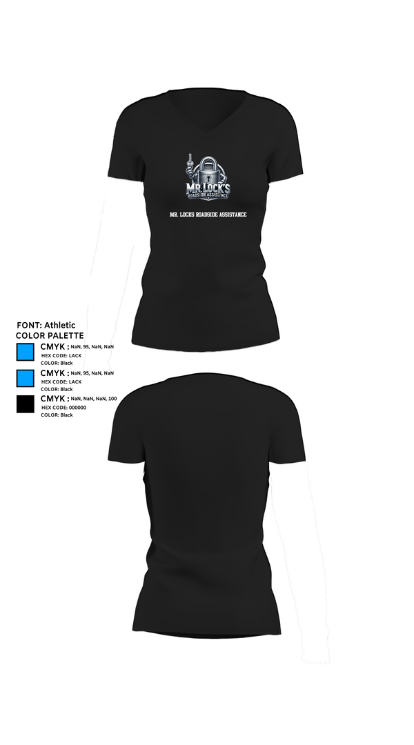Womens Short Sleeve Vneck Shirt, MR. Locks RoadSide Assistance, , Teamtime, Team time, sublimation, custom sports apparel, team uniforms, spirit wear, spiritwear, sports uniforms, custom shirts, team store, custom team store, fundraiser sports, apparel fundraiser