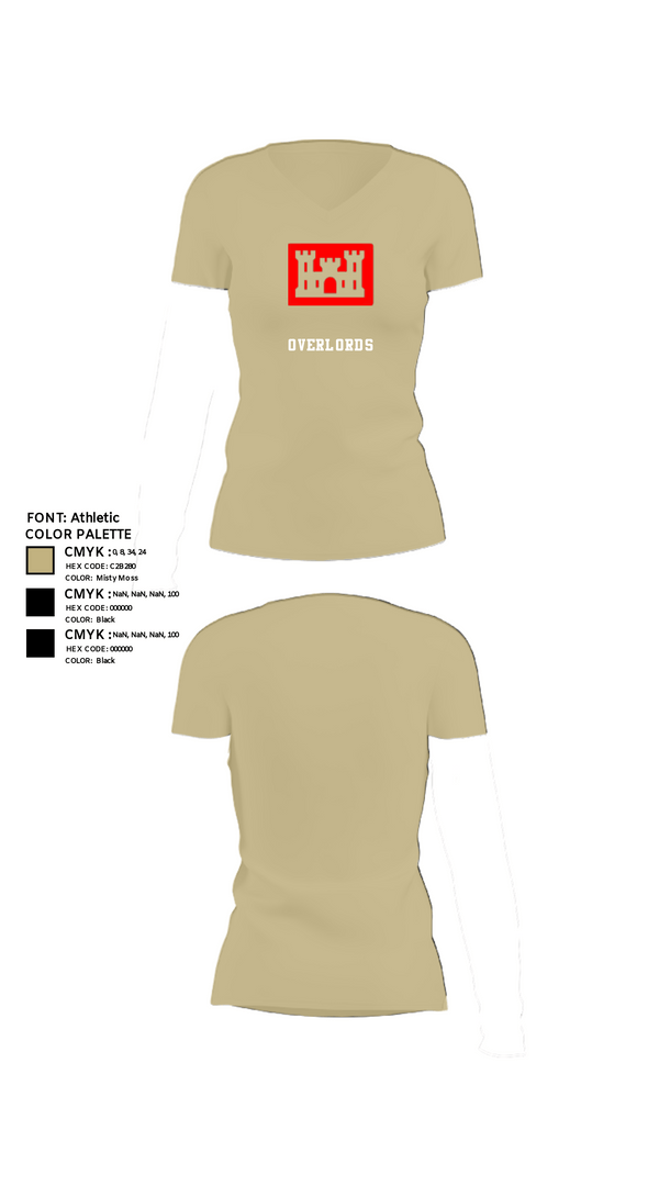 Women's Short Sleeve Vneck Shirt, Overlords, Army, Teamtime, Team time, sublimation, custom sports apparel, team uniforms, spirit wear, spiritwear, sports uniforms, custom shirts, team store, custom team store, fundraiser sports, apparel fundraiser