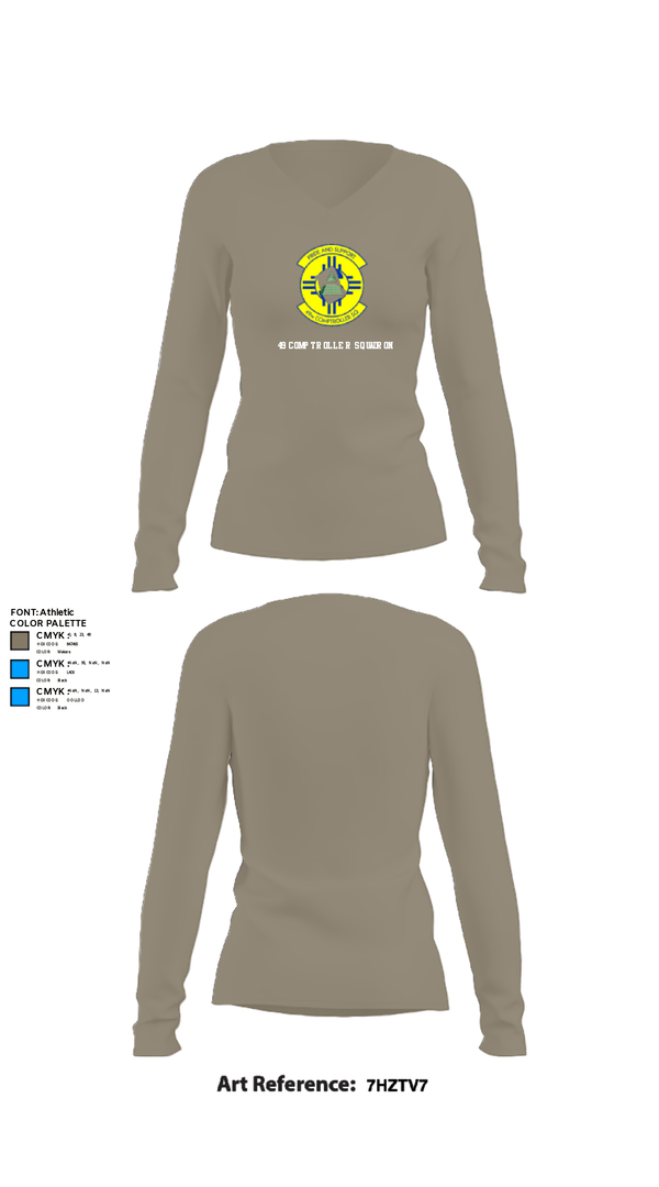 Women's Long Sleeve Vneck Shirt, 49 COMPTROLLER SQUADRON, , Teamtime, Team time, sublimation, custom sports apparel, team uniforms, spirit wear, spiritwear, sports uniforms, custom shirts, team store, custom team store, fundraiser sports, apparel fundraiser