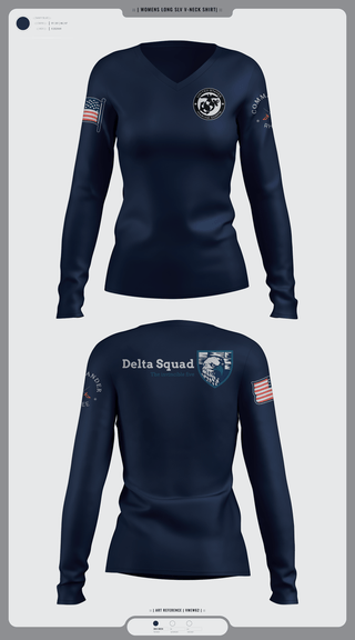 Women's Long Sleeve Vneck Shirt, Marine Corps, Marines, Teamtime, Team time, sublimation, custom sports apparel, team uniforms, spirit wear, spiritwear, sports uniforms, custom shirts, team store, custom team store, fundraiser sports, apparel fundraiser