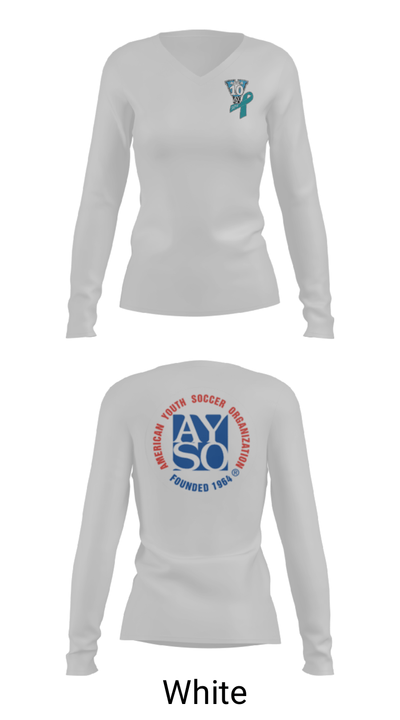AYSO AREA 10V 37411197 Women's Long Sleeve V-neck Shirt - 16