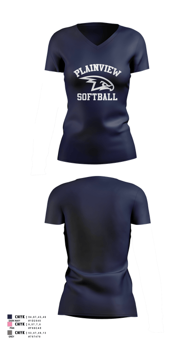 Plainview Softball 28664067 Women's Short Sleeve V-neck Shirt - 1