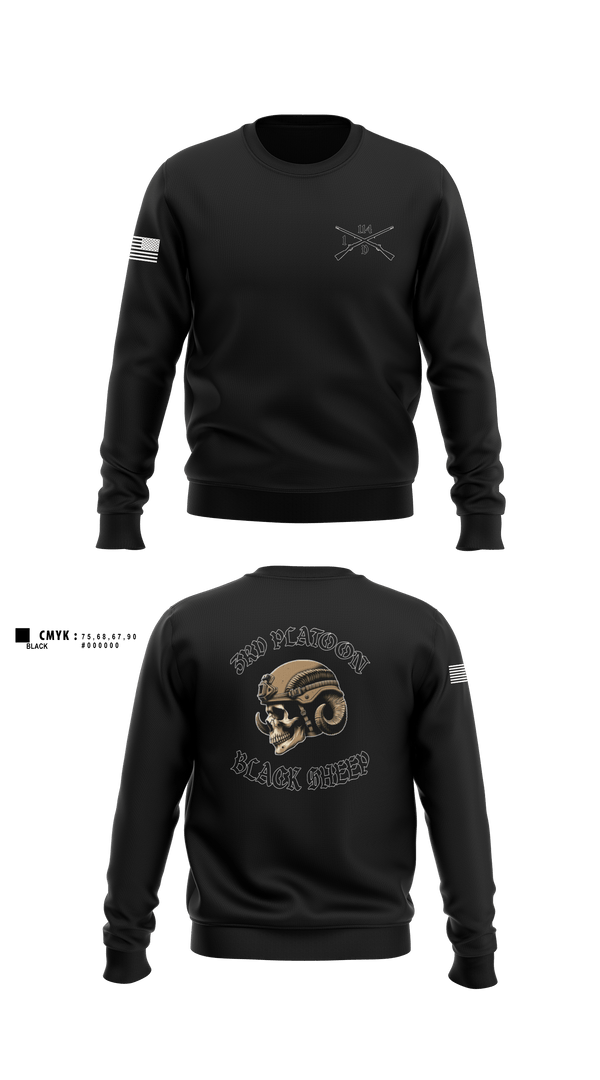 Crew Neck Sweatshirt, 3rd PLT black sheep, Army, Teamtime, Team time, sublimation, custom sports apparel, team uniforms, spirit wear, spiritwear, sports uniforms, custom shirts, team store, custom team store, fundraiser sports, apparel fundraiser