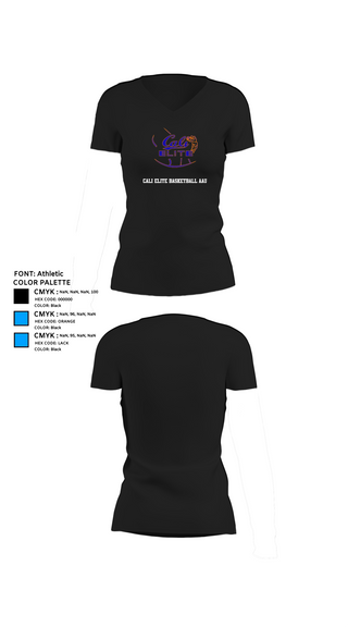 Womens Short Sleeve Vneck Shirt, Cali Elite Basketball AAU, Men's Basketball, Teamtime, Team time, sublimation, custom sports apparel, team uniforms, spirit wear, spiritwear, sports uniforms, custom shirts, team store, custom team store, fundraiser sports, apparel fundraiser