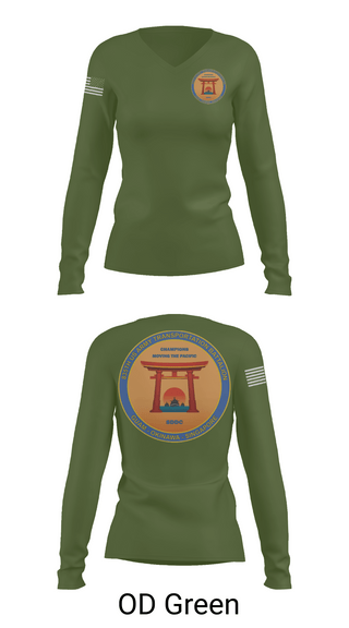 Womens Long Sleeve Vneck Shirt 1, 835th Transportation BN, Army, Teamtime, Team time, sublimation, custom sports apparel, team uniforms, spirit wear, spiritwear, sports uniforms, custom shirts, team store, custom team store, fundraiser sports, apparel fundraiser