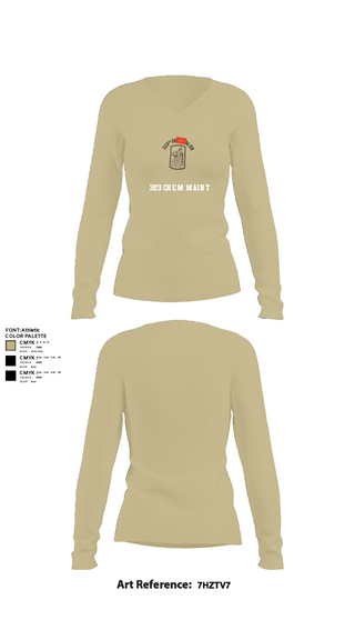 Women's Long Sleeve Vneck Shirt, 323 chem maint, Army, Teamtime, Team time, sublimation, custom sports apparel, team uniforms, spirit wear, spiritwear, sports uniforms, custom shirts, team store, custom team store, fundraiser sports, apparel fundraiser