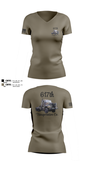 Womens Short Sleeve Vneck Shirt, 617th Transportation Company, Army, Teamtime, Team time, sublimation, custom sports apparel, team uniforms, spirit wear, spiritwear, sports uniforms, custom shirts, team store, custom team store, fundraiser sports, apparel fundraiser