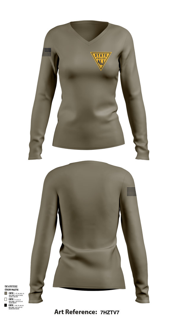 Womens Long Sleeve Vneck Shirt 1, New Jersey state police, , Teamtime, Team time, sublimation, custom sports apparel, team uniforms, spirit wear, spiritwear, sports uniforms, custom shirts, team store, custom team store, fundraiser sports, apparel fundraiser