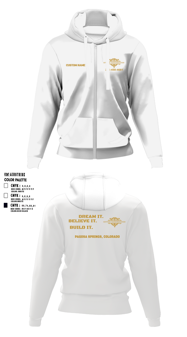 Zip Hoodie, Sutton Construction, , Teamtime, Team time, sublimation, custom sports apparel, team uniforms, spirit wear, spiritwear, sports uniforms, custom shirts, team store, custom team store, fundraiser sports, apparel fundraiser