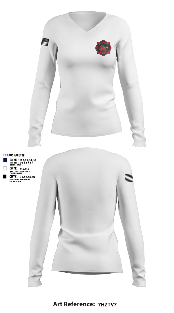 Womens Long Sleeve Vneck Shirt, Lakewood fire department, , Teamtime, Team time, sublimation, custom sports apparel, team uniforms, spirit wear, spiritwear, sports uniforms, custom shirts, team store, custom team store, fundraiser sports, apparel fundraiser