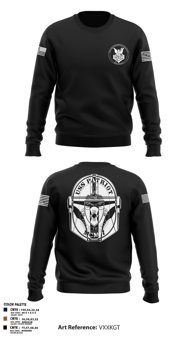 Crew Neck Sweatshirt, USS Patriot, Navy, Teamtime, Team time, sublimation, custom sports apparel, team uniforms, spirit wear, spiritwear, sports uniforms, custom shirts, team store, custom team store, fundraiser sports, apparel fundraiser