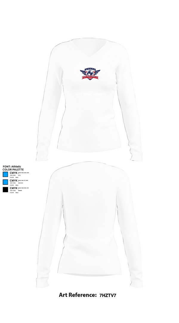 Womens Long Sleeve Vneck Shirt 1, Saint Thomas Aquinas FC, Men's Soccer, Teamtime, Team time, sublimation, custom sports apparel, team uniforms, spirit wear, spiritwear, sports uniforms, custom shirts, team store, custom team store, fundraiser sports, apparel fundraiser
