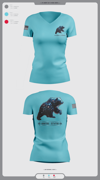 Womens Short Sleeve Vneck Shirt, 486th/574th, , Teamtime, Team time, sublimation, custom sports apparel, team uniforms, spirit wear, spiritwear, sports uniforms, custom shirts, team store, custom team store, fundraiser sports, apparel fundraiser