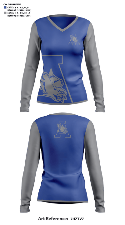 Airport High School Volleyball 92369251 Women's Long Sleeve V-neck Shirt - 41