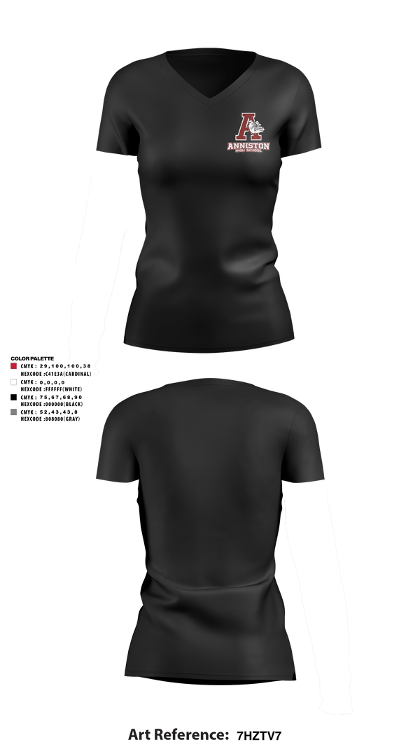 Womens Short Sleeve Vneck Shirt, Anniston High School, Spirit Store, Teamtime, Team time, sublimation, custom sports apparel, team uniforms, spirit wear, spiritwear, sports uniforms, custom shirts, team store, custom team store, fundraiser sports, apparel fundraiser