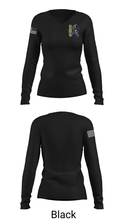 Stafford High School Basketball 81575563 Women's Long Sleeve V-neck Shirt -1 35