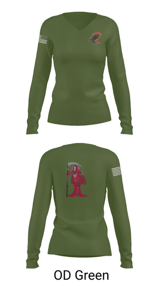 Womens Long Sleeve Vneck Shirt, A Co. 152 BEB, Army, Teamtime, Team time, sublimation, custom sports apparel, team uniforms, spirit wear, spiritwear, sports uniforms, custom shirts, team store, custom team store, fundraiser sports, apparel fundraiser