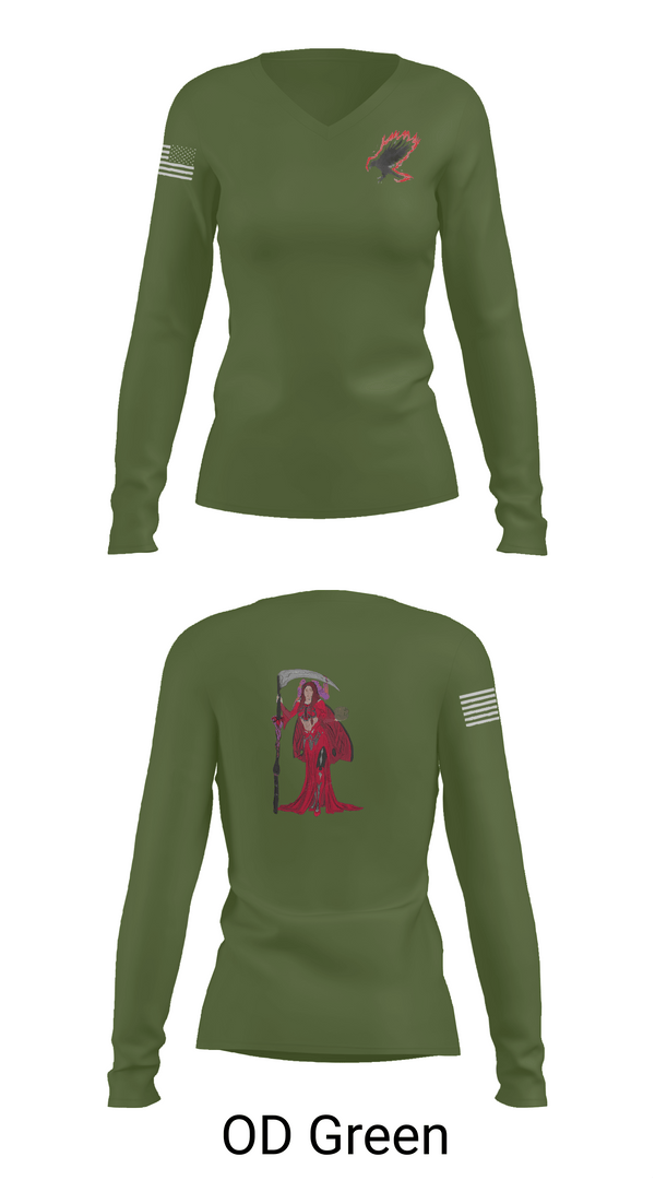 Womens Long Sleeve Vneck Shirt, A Co. 152 BEB, Army, Teamtime, Team time, sublimation, custom sports apparel, team uniforms, spirit wear, spiritwear, sports uniforms, custom shirts, team store, custom team store, fundraiser sports, apparel fundraiser