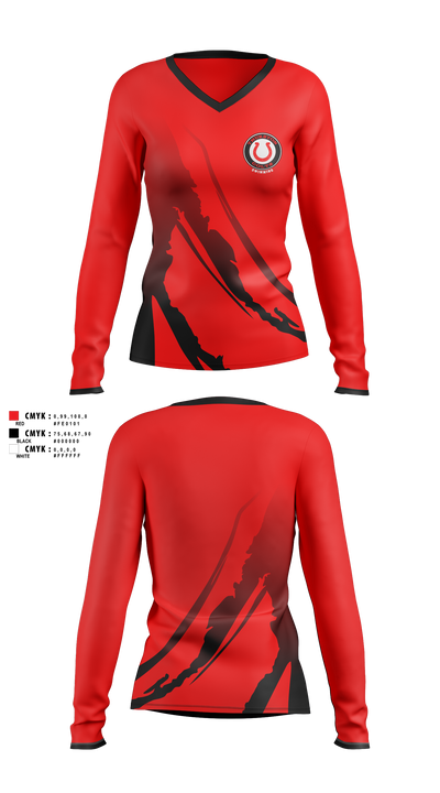Thurston High School Swimming 48986993 Women's Long Sleeve V-neck Shirt -1 1