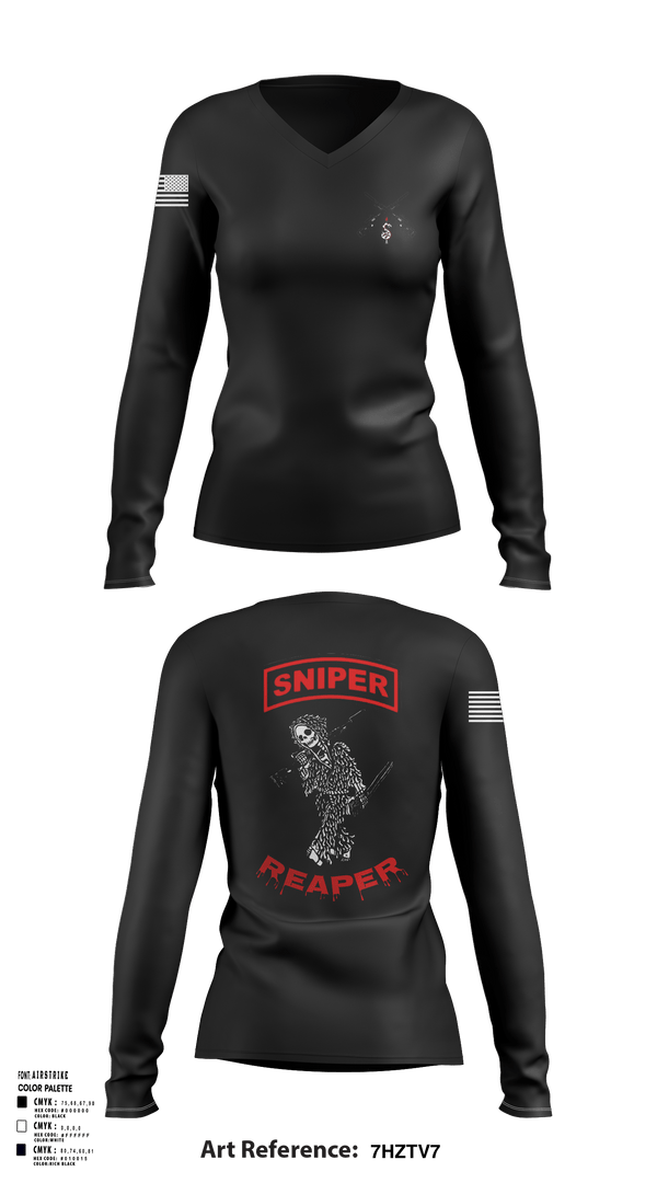 Womens Long Sleeve Vneck Shirt, Reaper SectionReaper Section (color), Army, Teamtime, Team time, sublimation, custom sports apparel, team uniforms, spirit wear, spiritwear, sports uniforms, custom shirts, team store, custom team store, fundraiser sports, apparel fundraiser