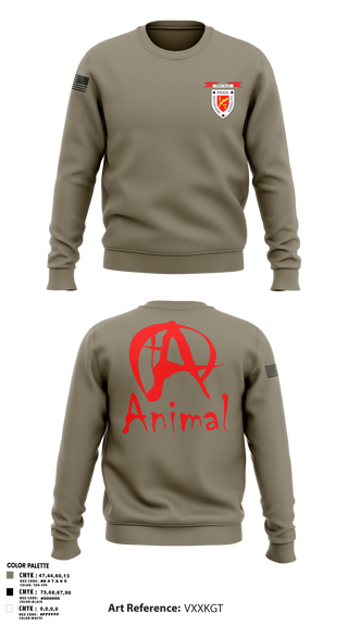 Crew Neck Sweatshirt, 1/7 animal, Marines, Teamtime, Team time, sublimation, custom sports apparel, team uniforms, spirit wear, spiritwear, sports uniforms, custom shirts, team store, custom team store, fundraiser sports, apparel fundraiser