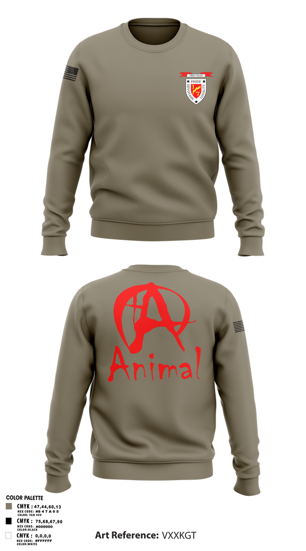 Crew Neck Sweatshirt, 1/7 animal, Marines, Teamtime, Team time, sublimation, custom sports apparel, team uniforms, spirit wear, spiritwear, sports uniforms, custom shirts, team store, custom team store, fundraiser sports, apparel fundraiser