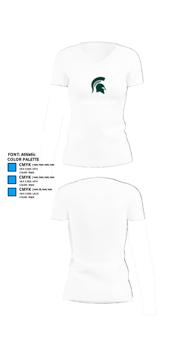 Pembroke Jr Spartans 97077412 Women's Short Sleeve V-neck Shirt - 18
