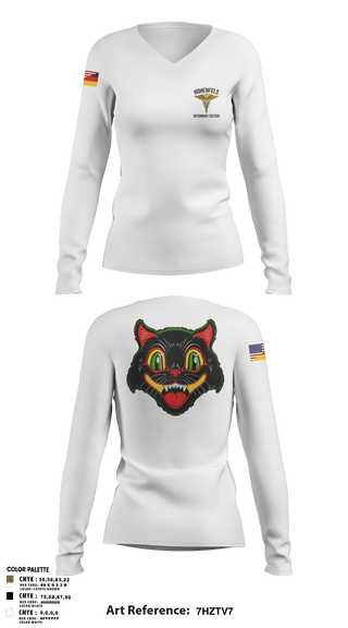 Womens Long Sleeve Vneck Shirt 1, Hohenfels VTFHohenfels Veterinary Section, Army, Teamtime, Team time, sublimation, custom sports apparel, team uniforms, spirit wear, spiritwear, sports uniforms, custom shirts, team store, custom team store, fundraiser sports, apparel fundraiser