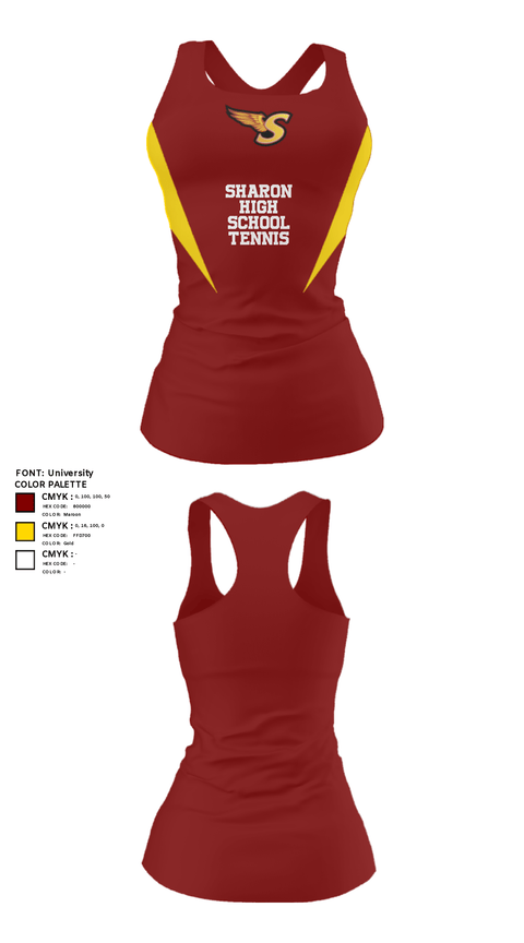 Tank Top, Sharon High School Tennis, Tennis, Teamtime, Team time, sublimation, custom sports apparel, team uniforms, spirit wear, spiritwear, sports uniforms, custom shirts, team store, custom team store, fundraiser sports, apparel fundraiser