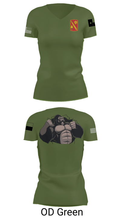 A Battery, 4-133 FAR-AMMO 67578556 Women's Short Sleeve V-neck Shirt - 35