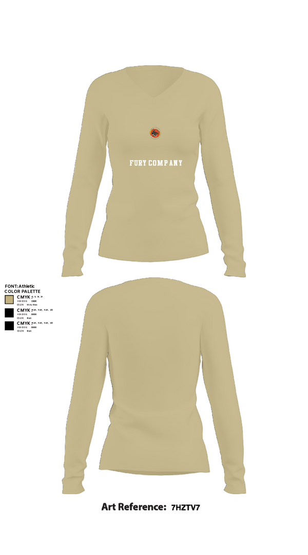 Women's Long Sleeve Vneck Shirt, Fury company, Army, Teamtime, Team time, sublimation, custom sports apparel, team uniforms, spirit wear, spiritwear, sports uniforms, custom shirts, team store, custom team store, fundraiser sports, apparel fundraiser