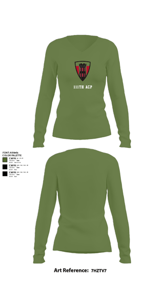 Womens Long Sleeve Vneck Shirt, 111th ACP, National Guard, Teamtime, Team time, sublimation, custom sports apparel, team uniforms, spirit wear, spiritwear, sports uniforms, custom shirts, team store, custom team store, fundraiser sports, apparel fundraiser