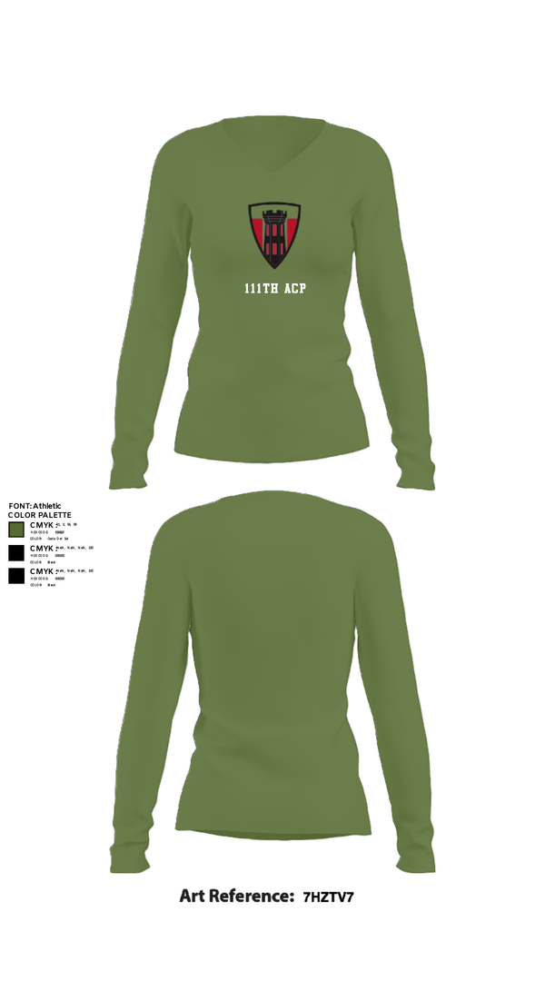 Womens Long Sleeve Vneck Shirt, 111th ACP, National Guard, Teamtime, Team time, sublimation, custom sports apparel, team uniforms, spirit wear, spiritwear, sports uniforms, custom shirts, team store, custom team store, fundraiser sports, apparel fundraiser