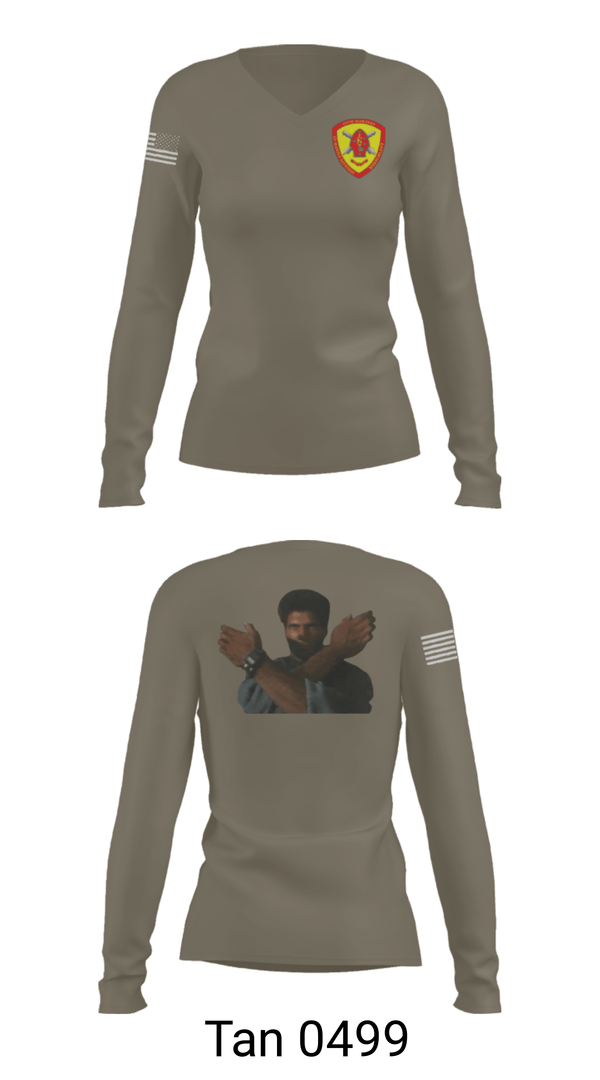 Women's Long Sleeve Vneck Shirt, 10th Marine Regiment, Marines, Teamtime, Team time, sublimation, custom sports apparel, team uniforms, spirit wear, spiritwear, sports uniforms, custom shirts, team store, custom team store, fundraiser sports, apparel fundraiser