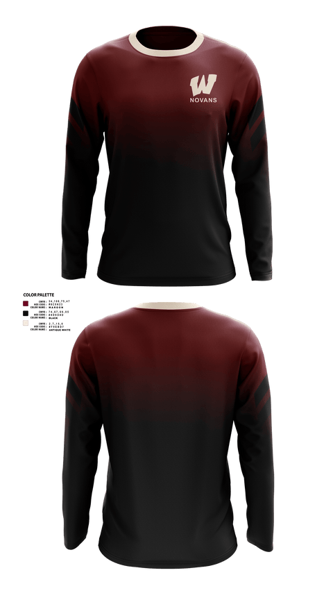 Long Sleeve Performance Shirt, Novans, Men's Basketball, Teamtime, Team time, sublimation, custom sports apparel, team uniforms, spirit wear, spiritwear, sports uniforms, custom shirts, team store, custom team store, fundraiser sports, apparel fundraiser