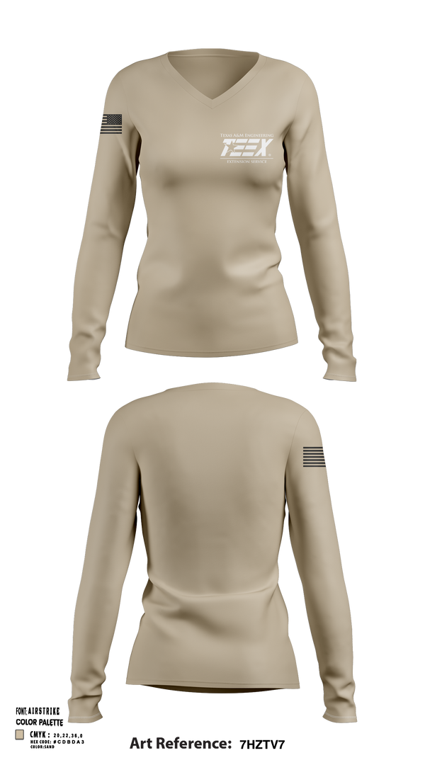 Womens Long Sleeve Vneck Shirt, TEEX Rescue, Fire Department, Teamtime, Team time, sublimation, custom sports apparel, team uniforms, spirit wear, spiritwear, sports uniforms, custom shirts, team store, custom team store, fundraiser sports, apparel fundraiser