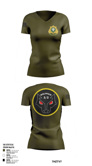 Womens Short Sleeve Vneck Shirt, Fury TRP 3/2CR, Army, Teamtime, Team time, sublimation, custom sports apparel, team uniforms, spirit wear, spiritwear, sports uniforms, custom shirts, team store, custom team store, fundraiser sports, apparel fundraiser