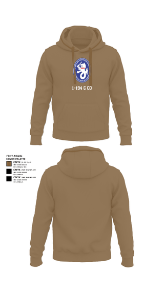 Hoodie, 1-194 C Co, National Guard, Teamtime, Team time, sublimation, custom sports apparel, team uniforms, spirit wear, spiritwear, sports uniforms, custom shirts, team store, custom team store, fundraiser sports, apparel fundraiser