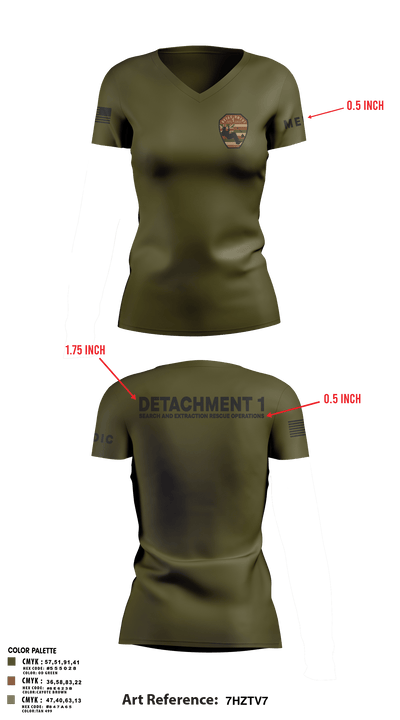 Detachment 1 27221981 Women's Short Sleeve V-neck Shirt - 22