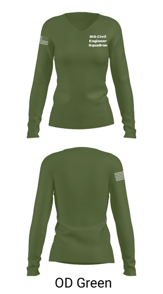 Women's Long Sleeve Vneck Shirt, 8th Civil Engineer Squadron, Air Force, Teamtime, Team time, sublimation, custom sports apparel, team uniforms, spirit wear, spiritwear, sports uniforms, custom shirts, team store, custom team store, fundraiser sports, apparel fundraiser