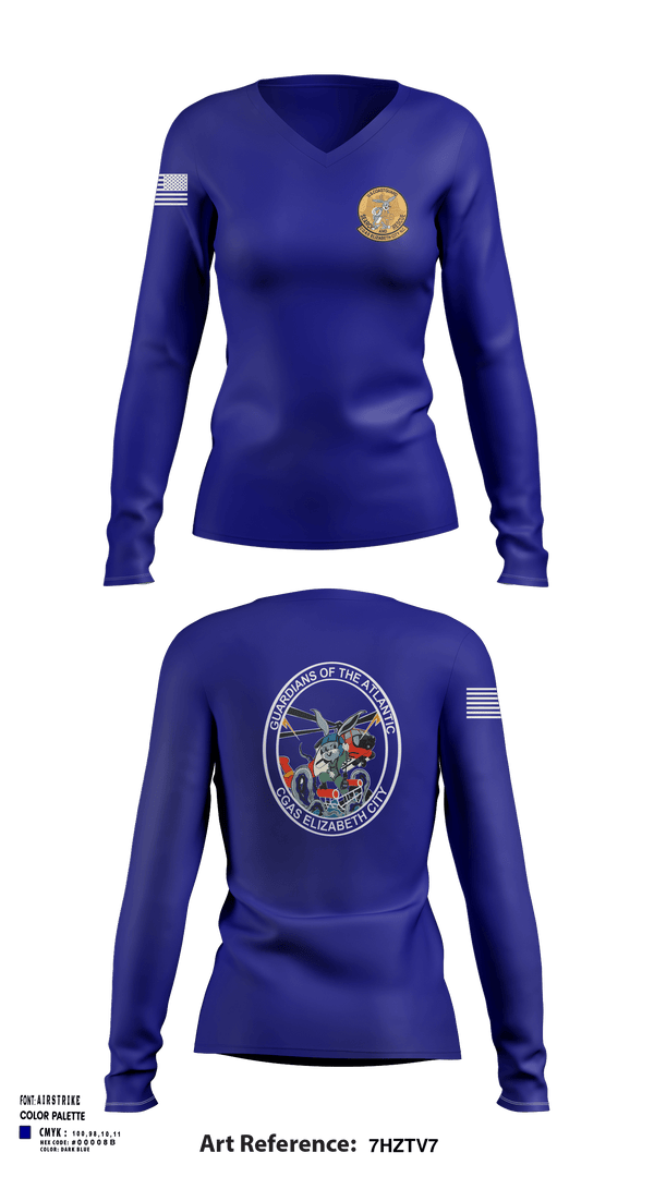 Womens Long Sleeve Vneck Shirt, Air Station Elizabeth City, , Teamtime, Team time, sublimation, custom sports apparel, team uniforms, spirit wear, spiritwear, sports uniforms, custom shirts, team store, custom team store, fundraiser sports, apparel fundraiser